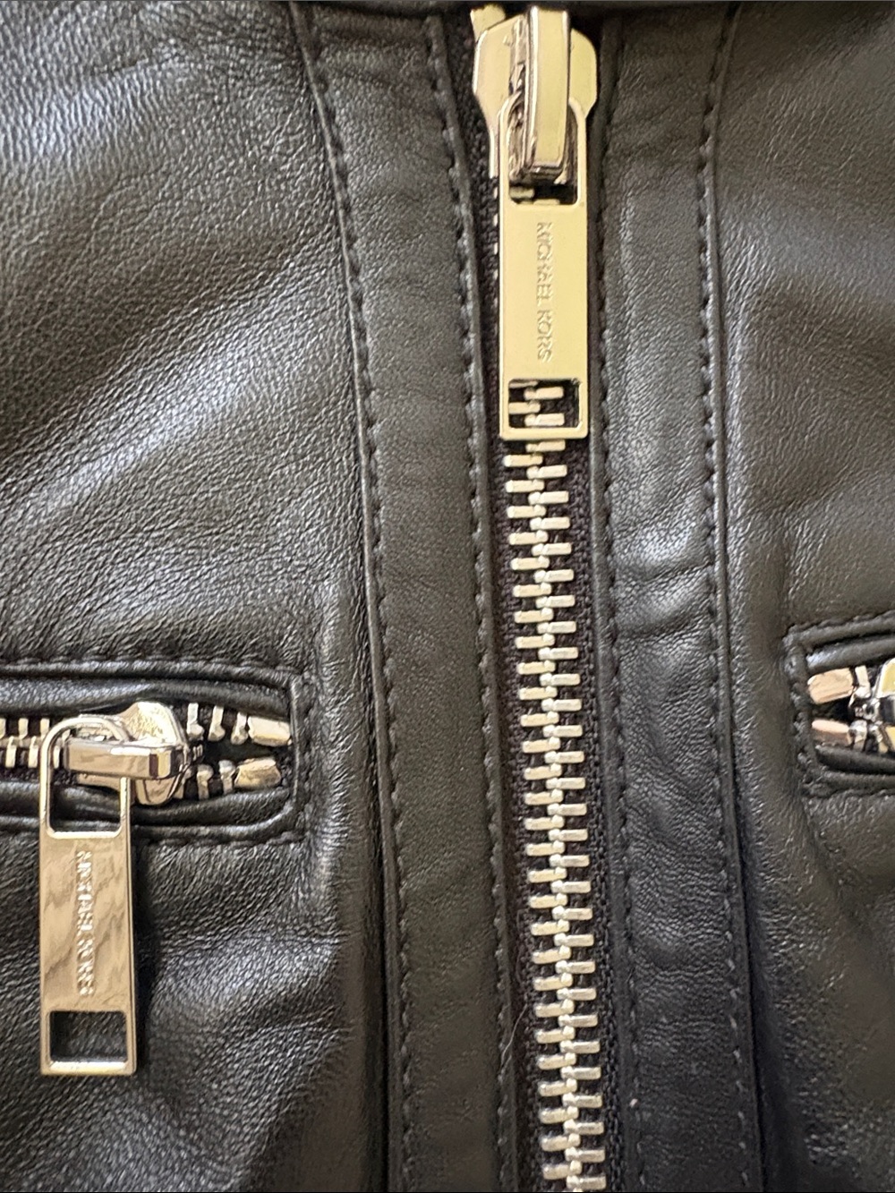 Michael Kors Real Lambskin Leather Moto Biker Jacket Size Small S Black - Picture 10 of 15